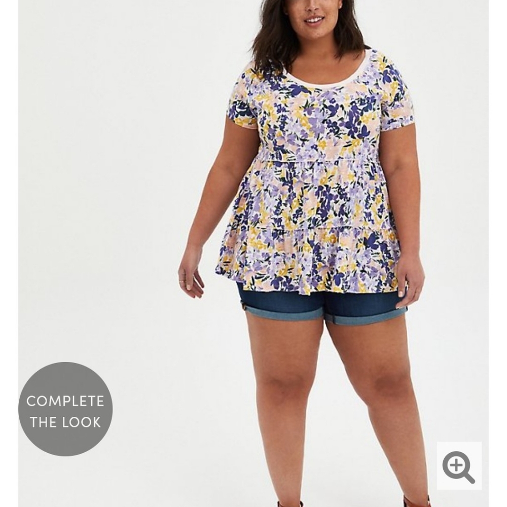torrid Light Pink Floral Ruffled Peplum Top